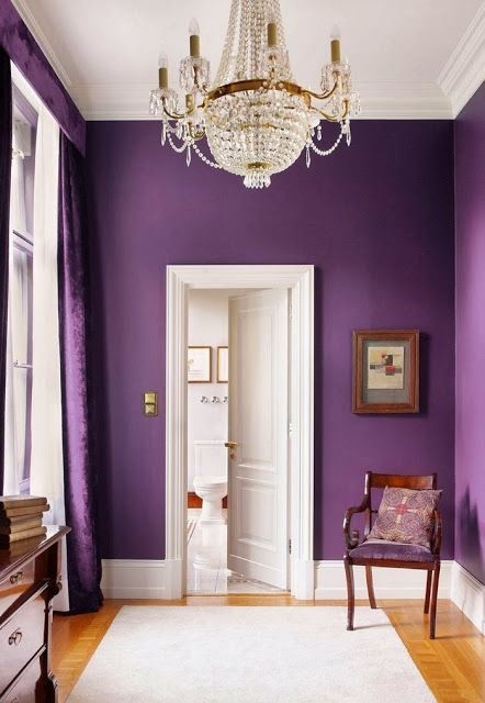 Классический интерьер с пурпурными стенами