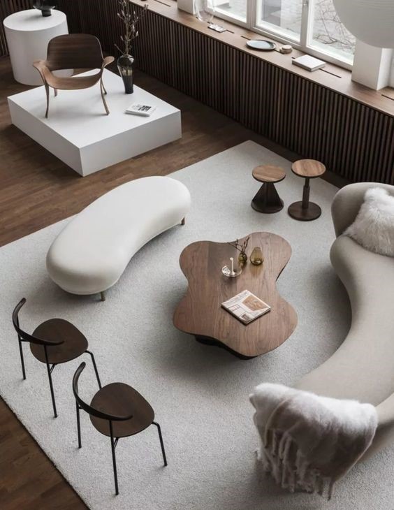 Биоморфный дизайн мебели гостиной 