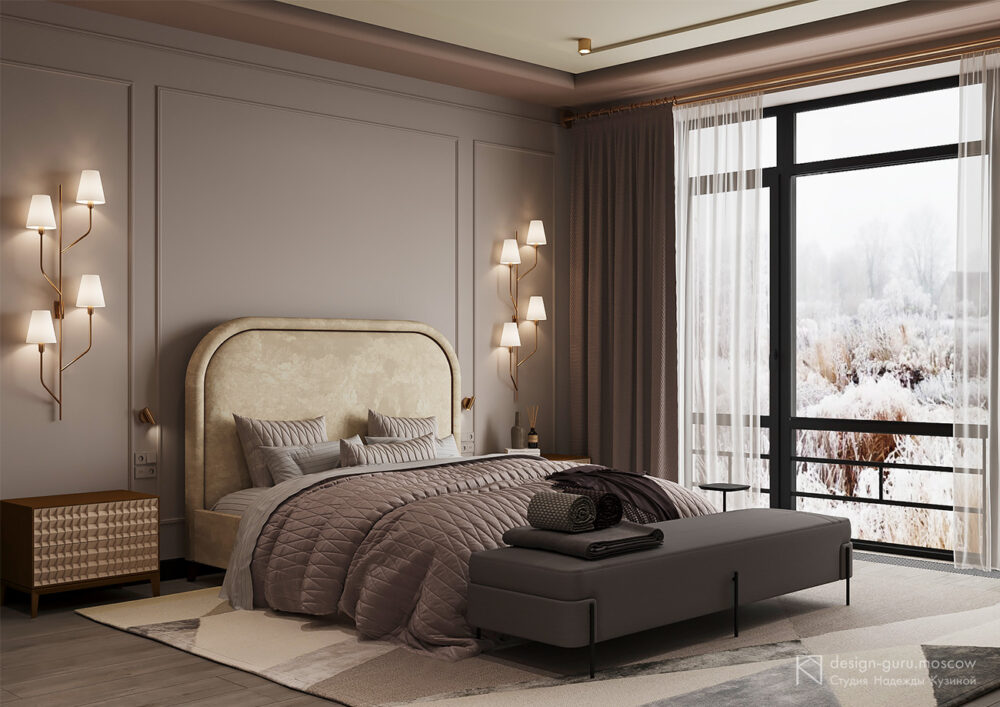 Дизайн спальни в стиле mid century modern