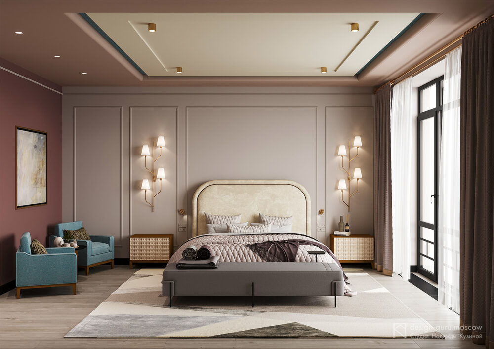 Дизайн спальни в стиле mid century modern